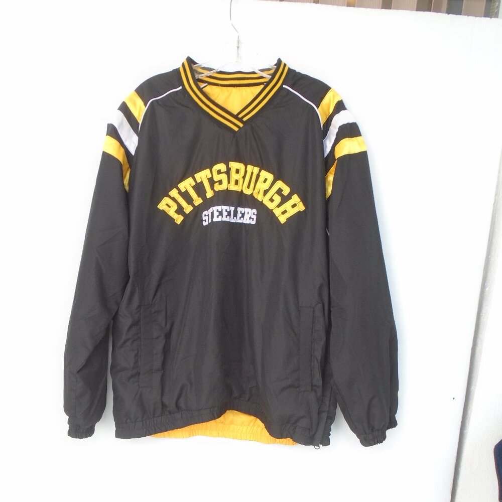 NFL Pittsburgh Steelers Men's Reversible Satin Jacket Size L Black/Gold